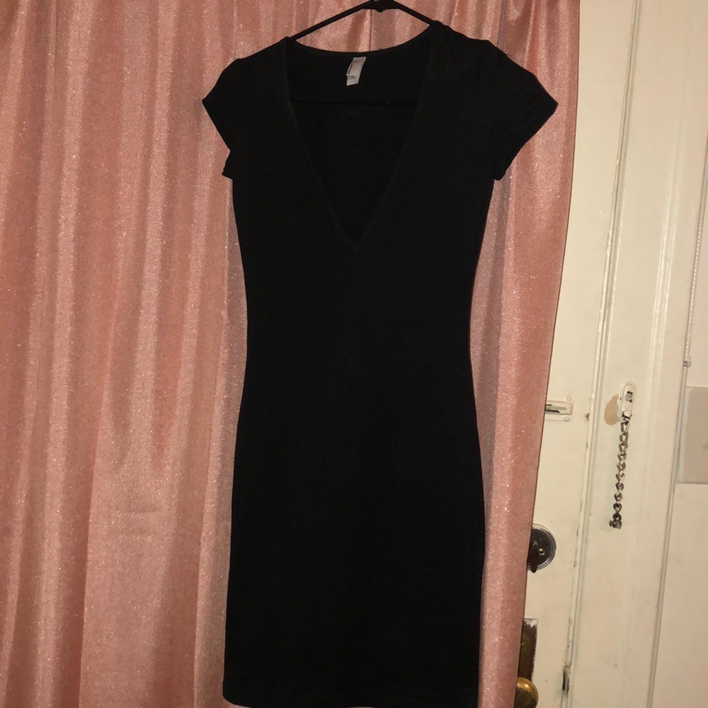 V neck mini black American Apparel dress